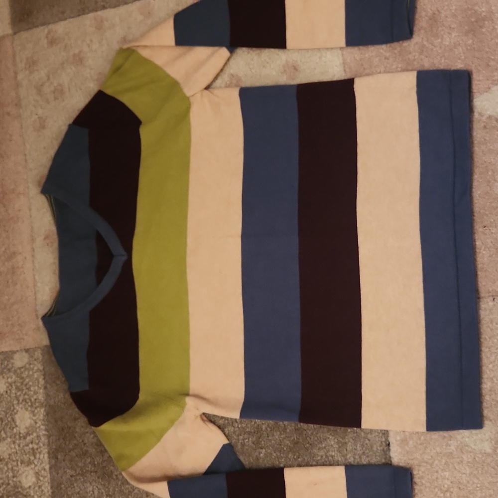 LIKE NEW Amazon Brand BOYS Striped V-Neck Sweater 100% cotton Size 9-10